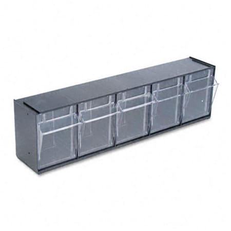 Gourmetgalley Tilt Bin Plastic Storage System with Five Bins 23-5/8 x 5-1/4 x 6-1/2 Black GO2524475